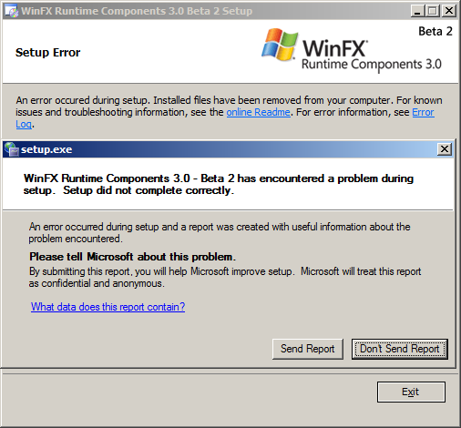 WinFX Beta2 설치 오류